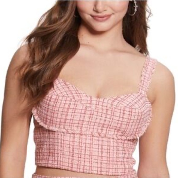GUESS ‘Bella’ Tweed Crop Bustier Top *Clueless 90’s Style* - Picture 1 of 14